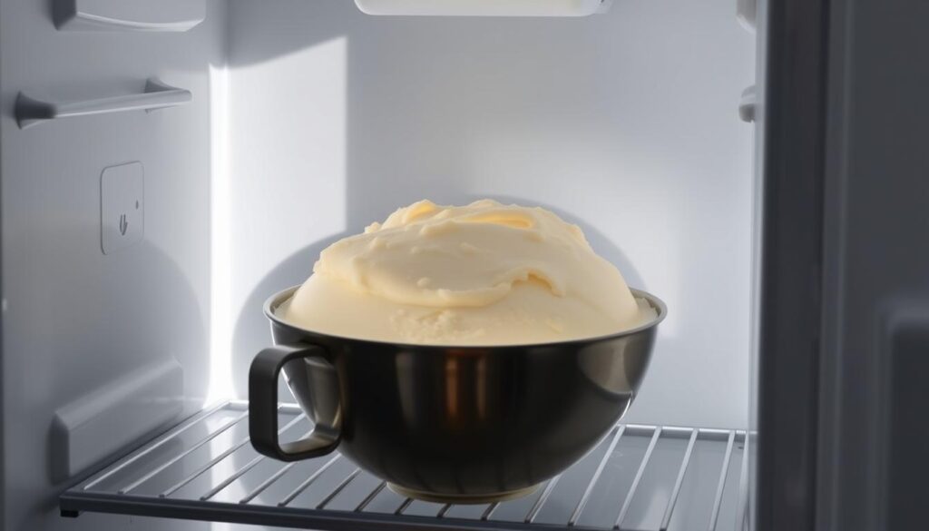 Chilling Ice Cream Base in Refrigerator Chilling Ice Cream Base in Refrigerator