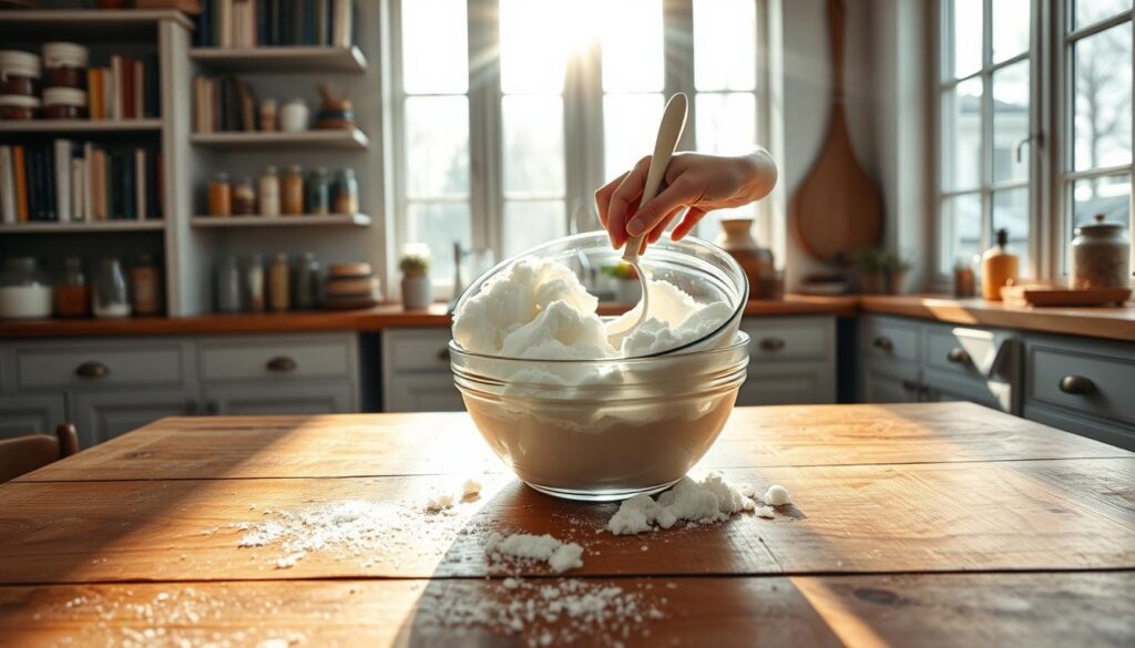 Homemade Snow Ice Cream Preparation Homemade Snow Ice Cream Preparation